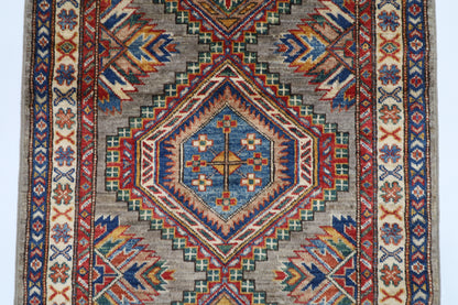 81 x 134 cm | Kazak Grey Afghan Hand Knotted Carpet