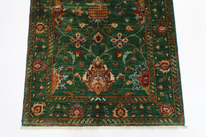 88 x 132 cm | Sultani Green Afghan Hand Knotted Carpet