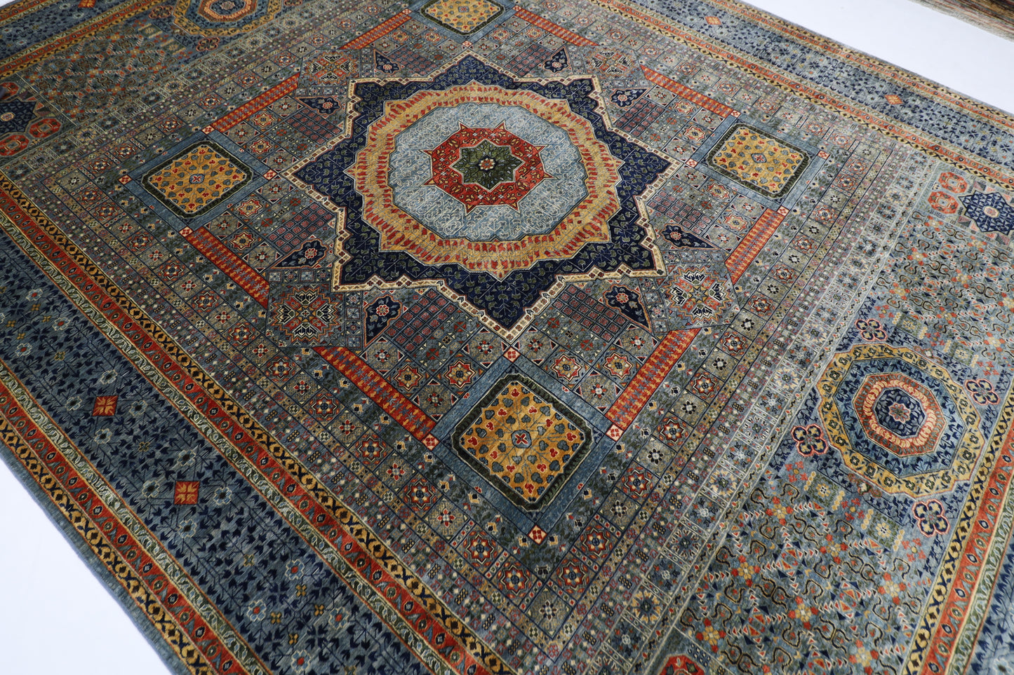 310 x 424 cm | Oriental Mamluk Fine Gray Area Rug Afghan Hand Knotted Veg Dye Wool carpet
