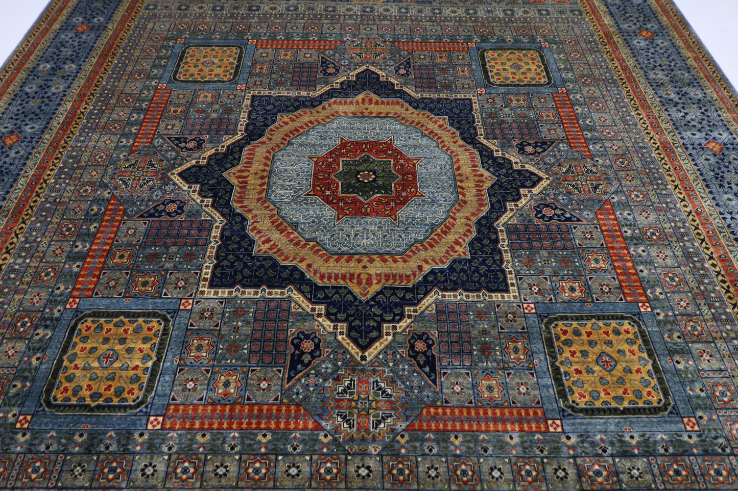 310 x 424 cm | Oriental Mamluk Fine Gray Area Rug Afghan Hand Knotted Veg Dye Wool carpet