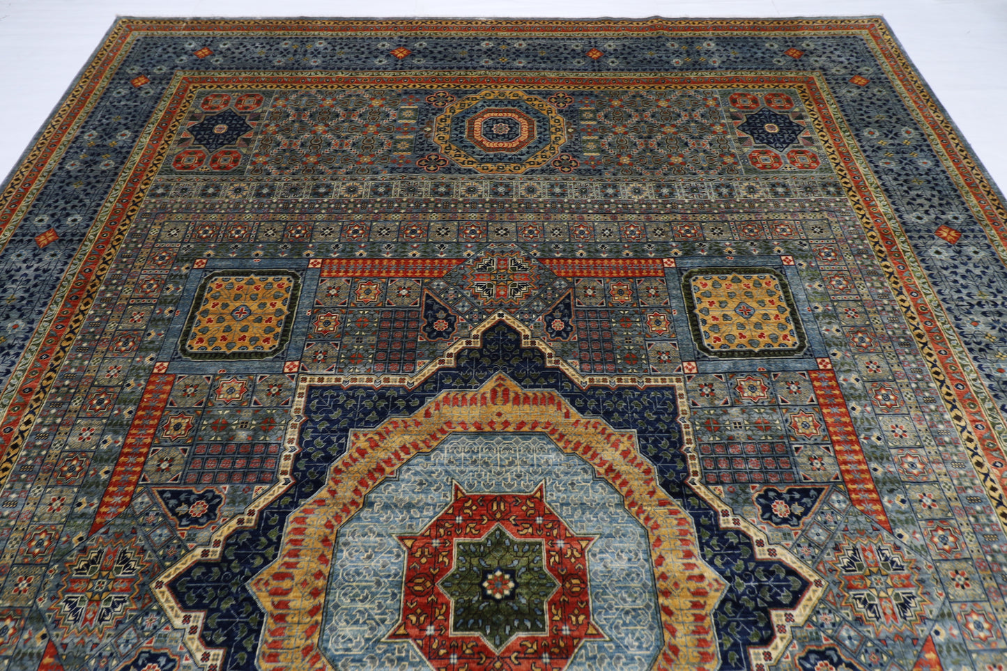 310 x 424 cm | Oriental Mamluk Fine Gray Area Rug Afghan Hand Knotted Veg Dye Wool carpet