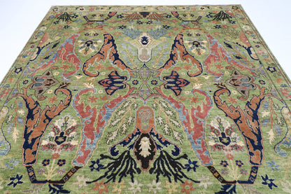 269 x 369 cm | Kawros Green Area Rug Afghan Hand Knotted Veg Dye Wool carpet