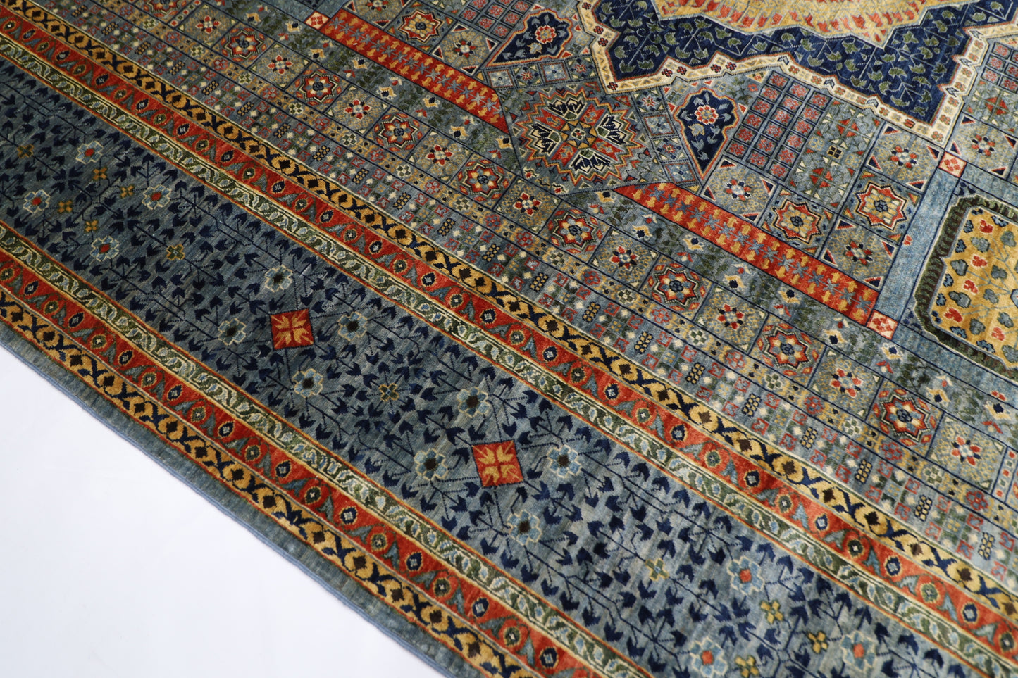 310 x 424 cm | Oriental Mamluk Fine Gray Area Rug Afghan Hand Knotted Veg Dye Wool carpet