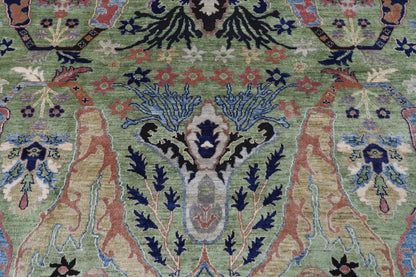 269 x 369 cm | Kawros Green Area Rug Afghan Hand Knotted Veg Dye Wool carpet