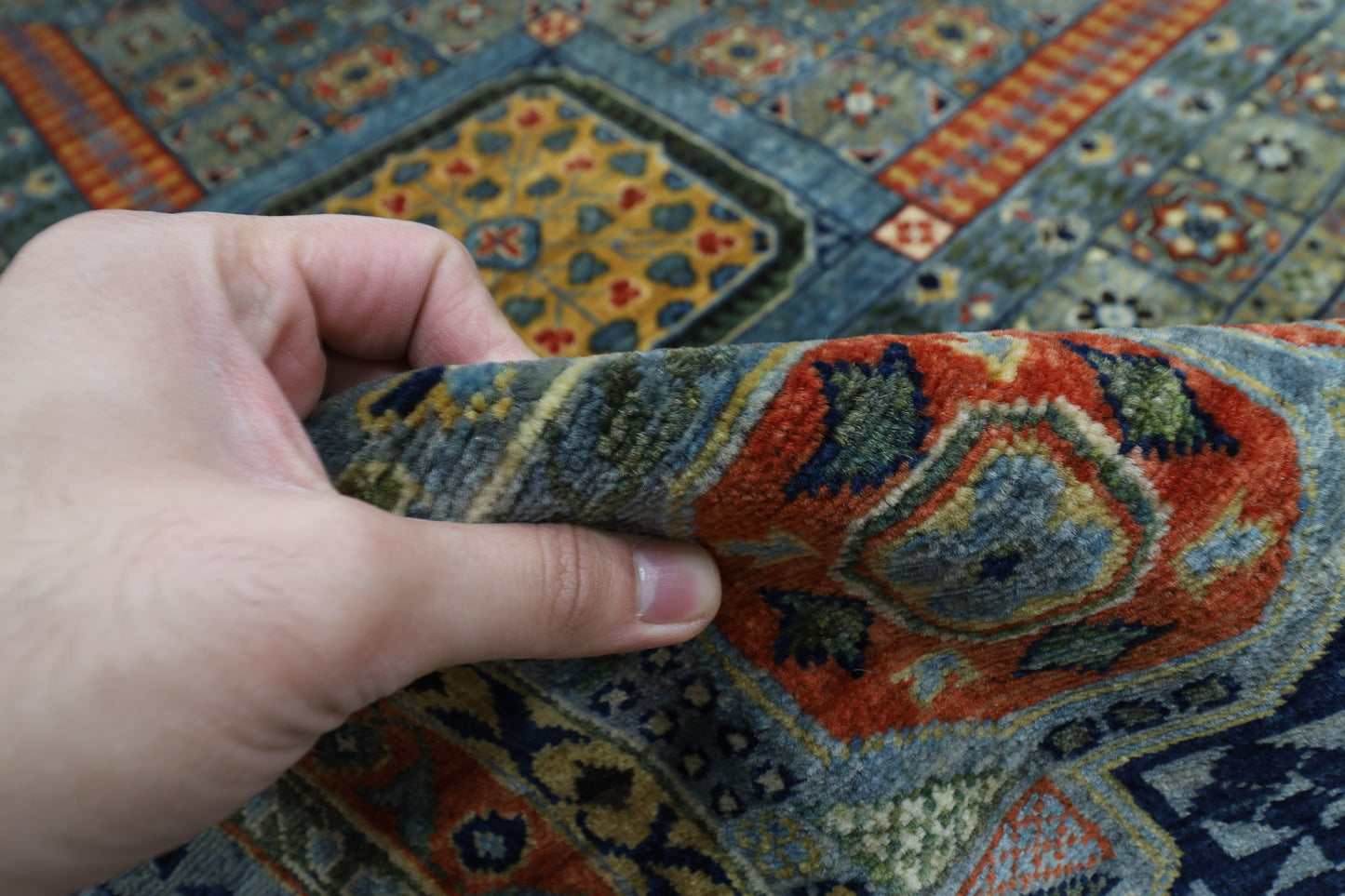 310 x 424 cm | Oriental Mamluk Fine Gray Area Rug Afghan Hand Knotted Veg Dye Wool carpet