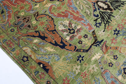 269 x 369 cm | Kawros Green Area Rug Afghan Hand Knotted Veg Dye Wool carpet