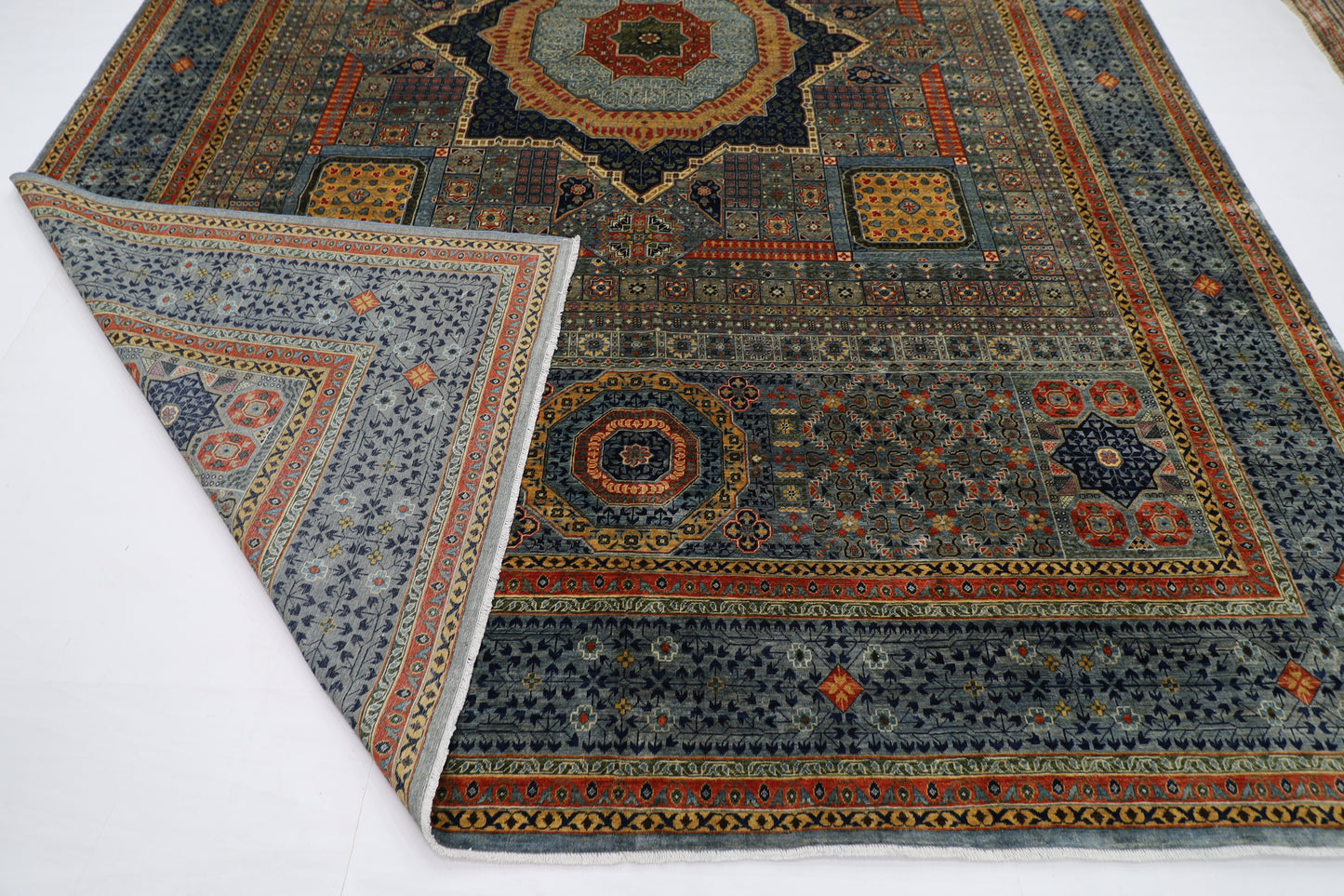 310 x 424 cm | Oriental Mamluk Fine Gray Area Rug Afghan Hand Knotted Veg Dye Wool carpet