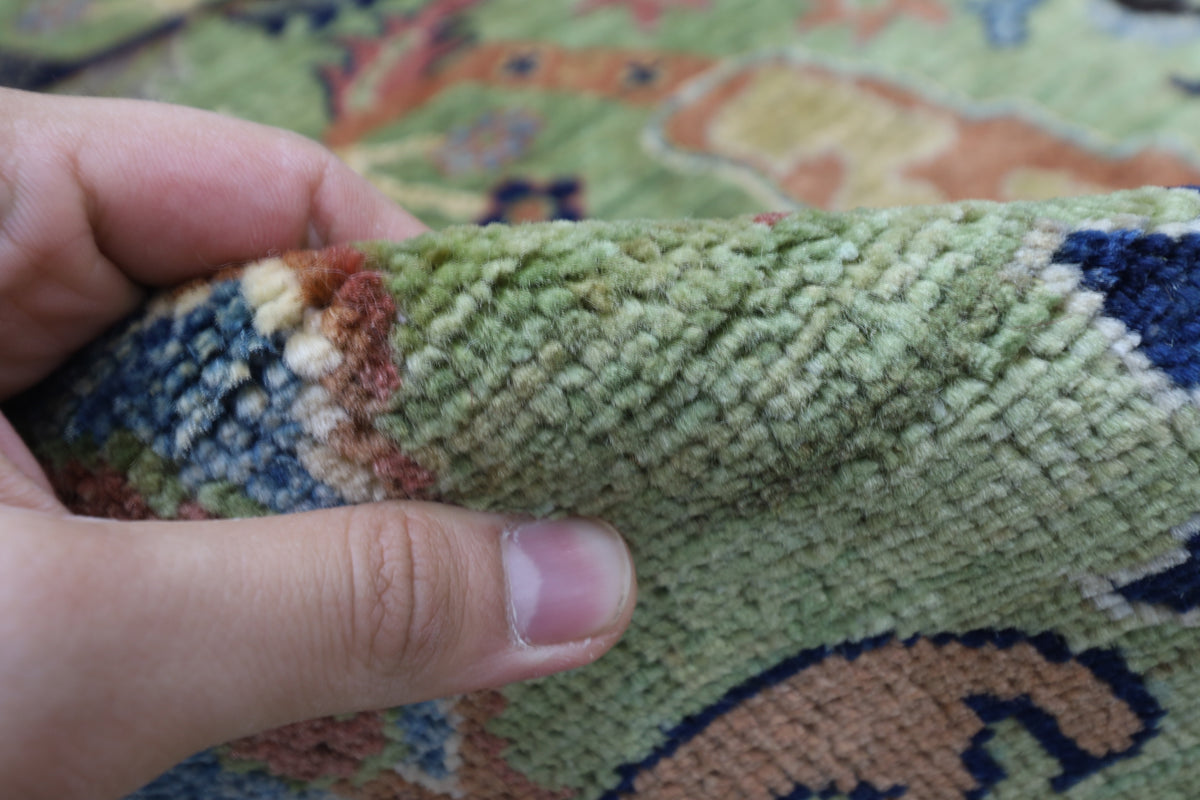 269 x 369 cm | Kawros Green Area Rug Afghan Hand Knotted Veg Dye Wool carpet