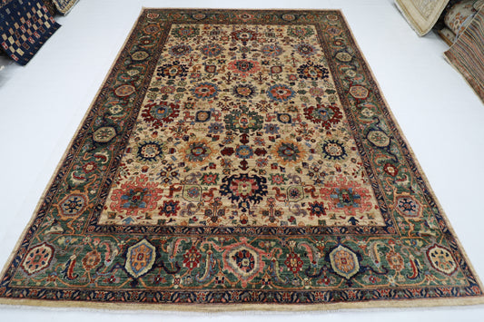 244 x 318 cm | Oriental Bidjar Beige Green Area Rug Afghan Hand Knotted Veg Dye Wool carpet