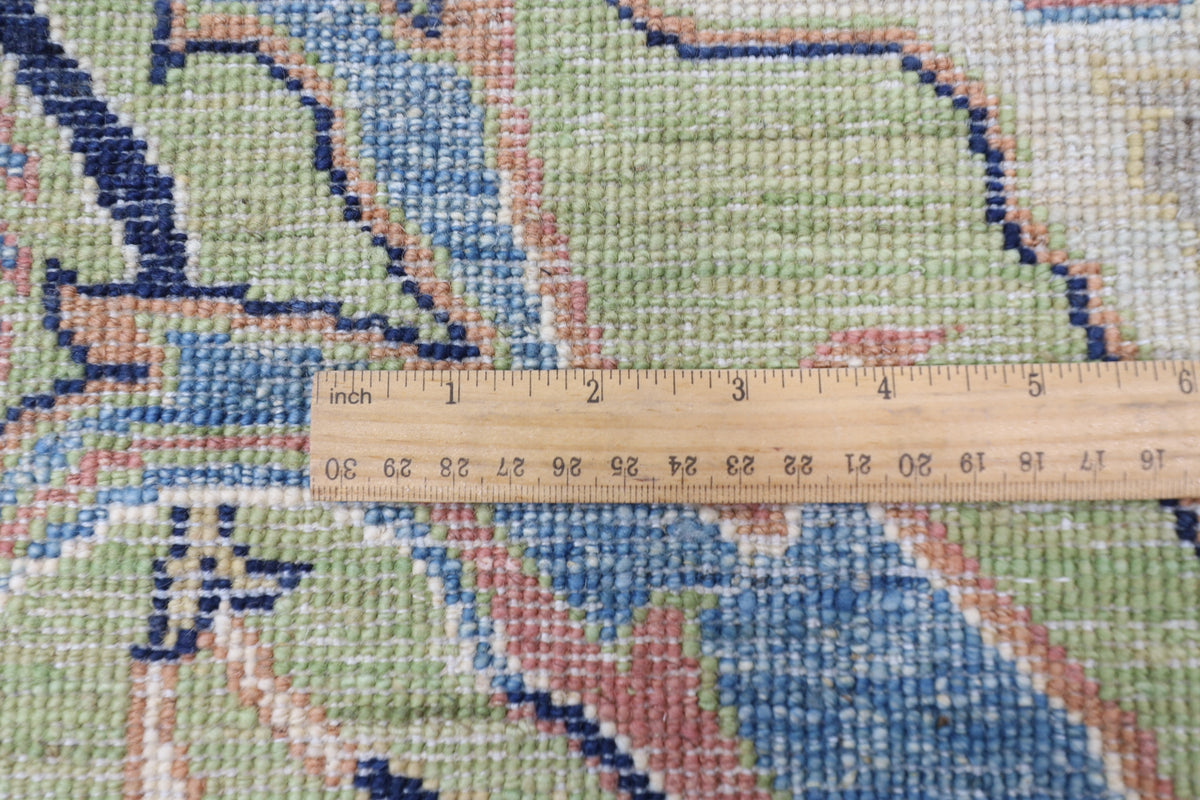 269 x 369 cm | Kawros Green Area Rug Afghan Hand Knotted Veg Dye Wool carpet