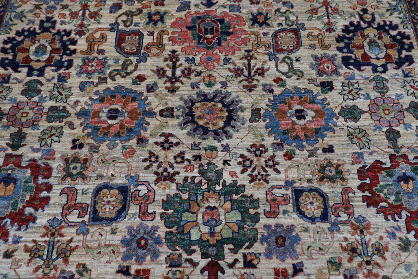 244 x 318 cm | Oriental Bidjar Beige Green Area Rug Afghan Hand Knotted Veg Dye Wool carpet