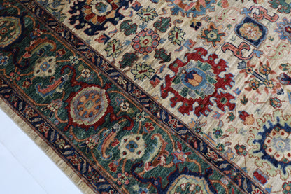 244 x 318 cm | Oriental Bidjar Beige Green Area Rug Afghan Hand Knotted Veg Dye Wool carpet