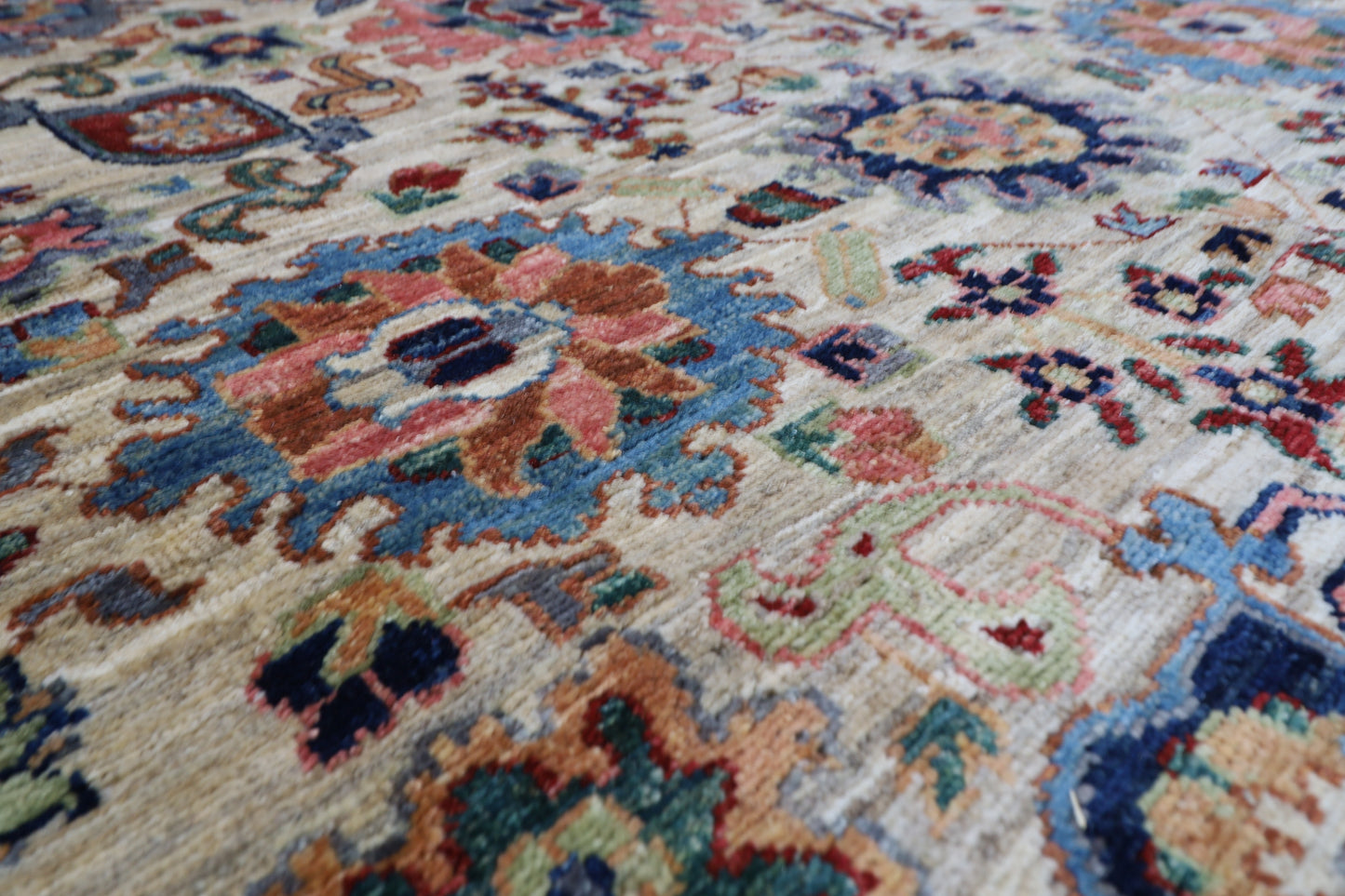 244 x 318 cm | Oriental Bidjar Beige Green Area Rug Afghan Hand Knotted Veg Dye Wool carpet