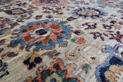 244 x 318 cm | Oriental Bidjar Beige Green Area Rug Afghan Hand Knotted Veg Dye Wool carpet