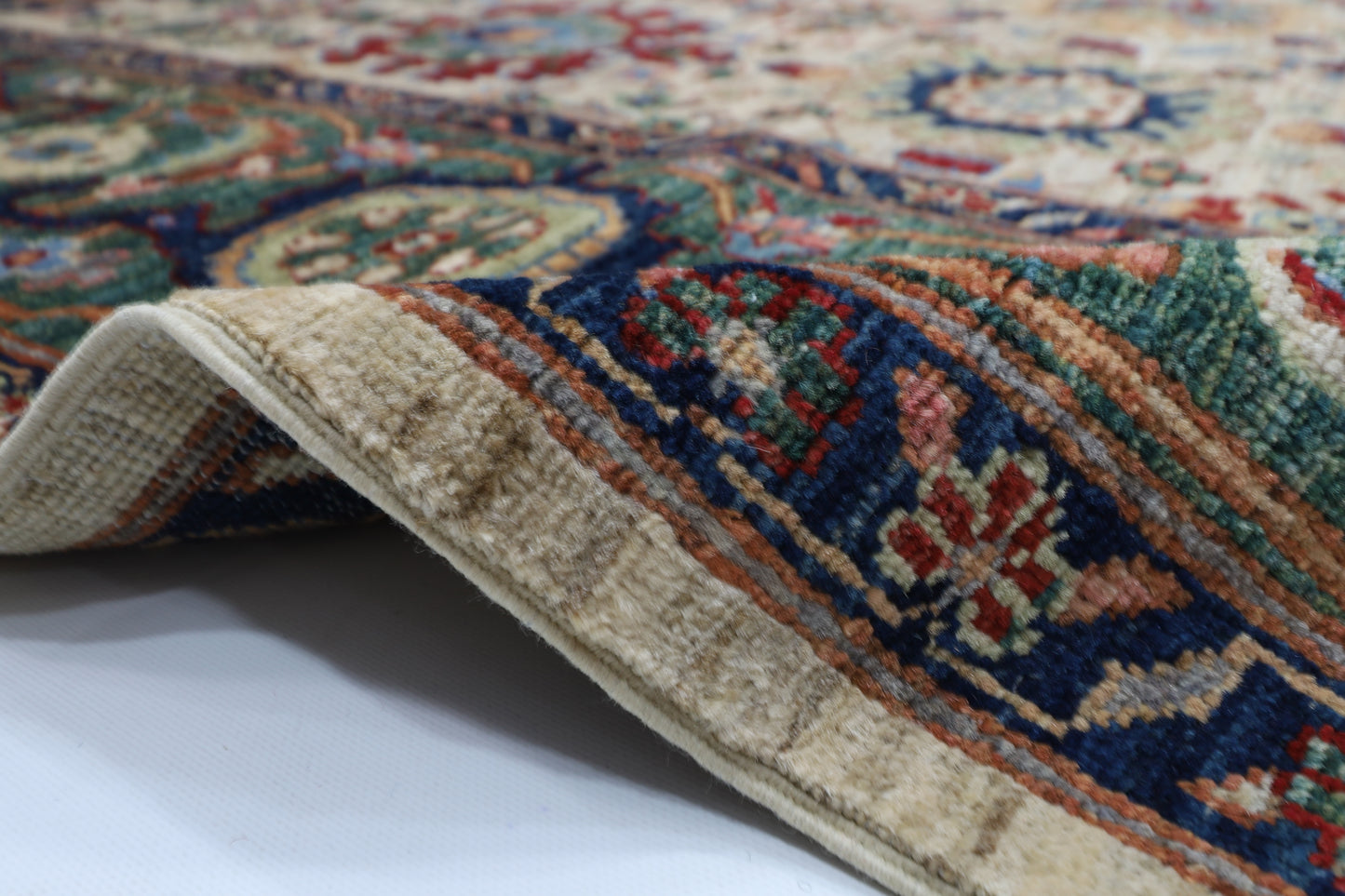 244 x 318 cm | Oriental Bidjar Beige Green Area Rug Afghan Hand Knotted Veg Dye Wool carpet
