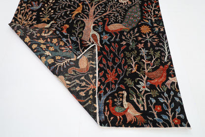 176 x 248 cm | Birds Black Area Rug Afghan Hand Knotted veg Dye Wool carpet