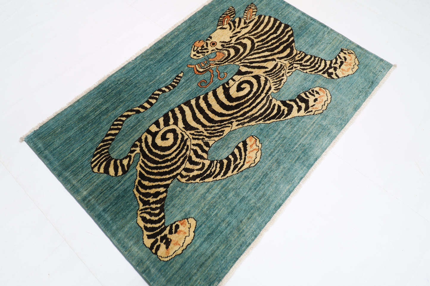 151 x 100 cm | Tibetan Tiger Afghan Hand Knotted Carpet