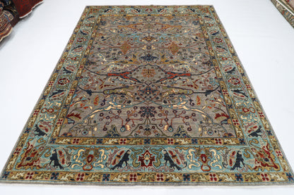 245 x 298 cm | Grey Area Rug Afghan Hand Knotted Veg Dye Wool carpet