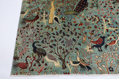 247 x 306 cm | Oriental Birds Belushi Gray Area Rug Afghan Hand Knotted Veg Dye Wool carpet
