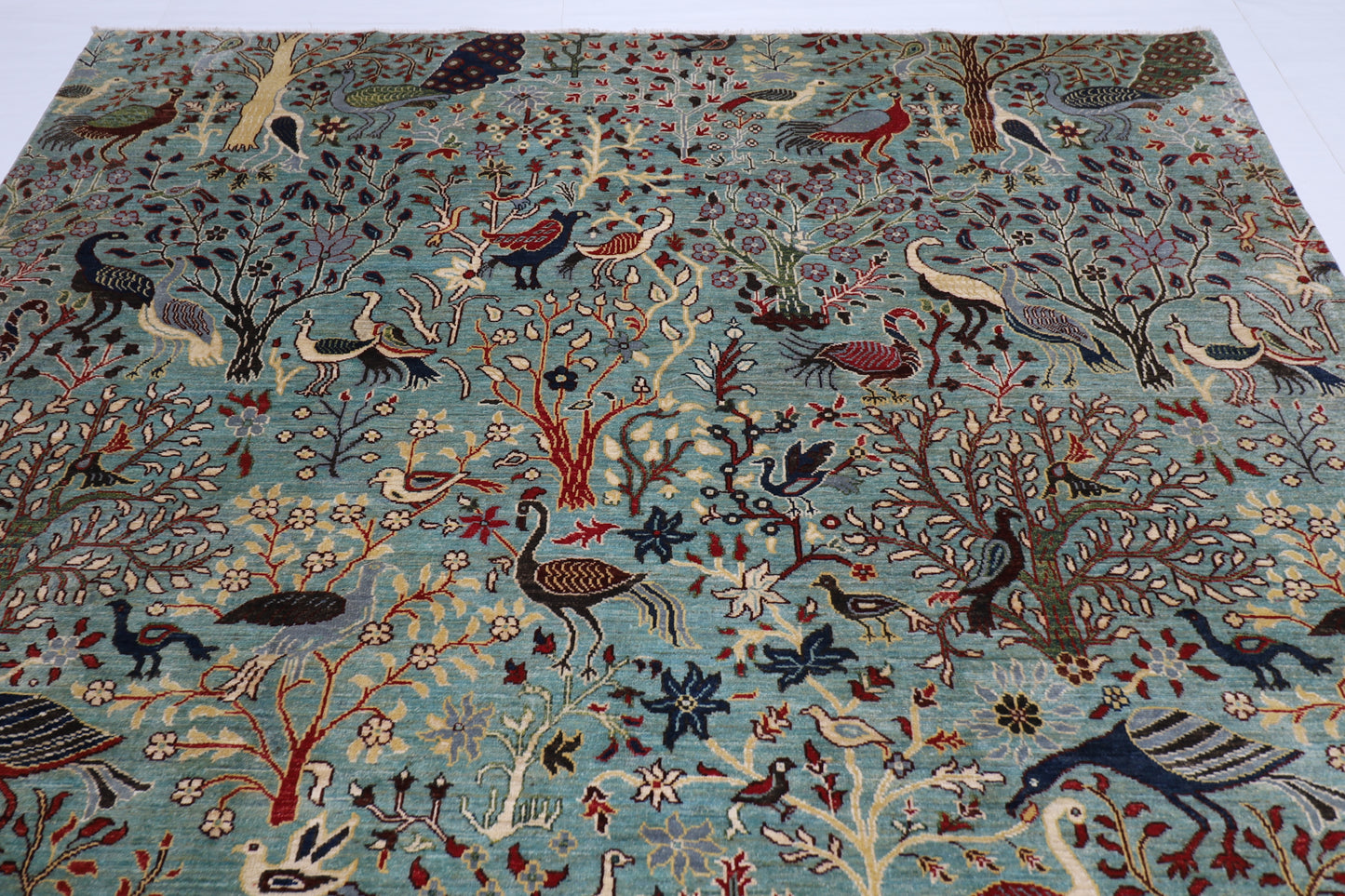 247 x 306 cm | Oriental Birds Belushi Gray Area Rug Afghan Hand Knotted Veg Dye Wool carpet