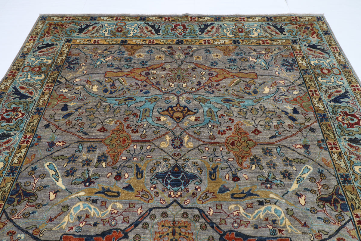 245 x 298 cm | Grey Area Rug Afghan Hand Knotted Veg Dye Wool carpet