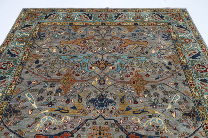 245 x 298 cm | Grey Area Rug Afghan Hand Knotted Veg Dye Wool carpet
