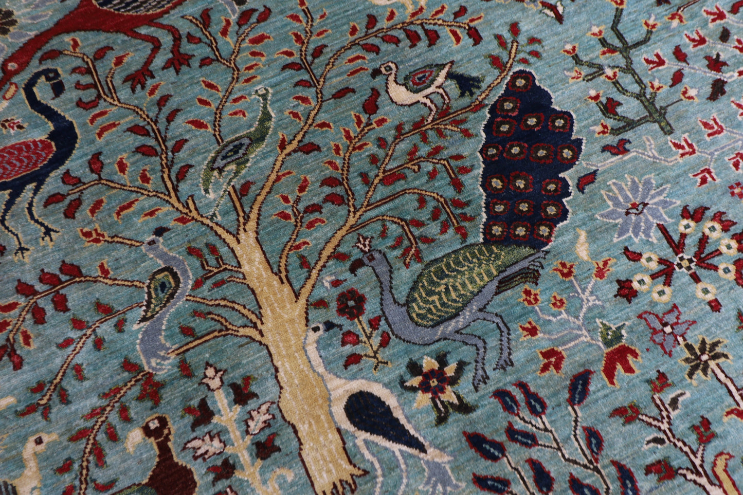 247 x 306 cm | Oriental Birds Belushi Gray Area Rug Afghan Hand Knotted Veg Dye Wool carpet