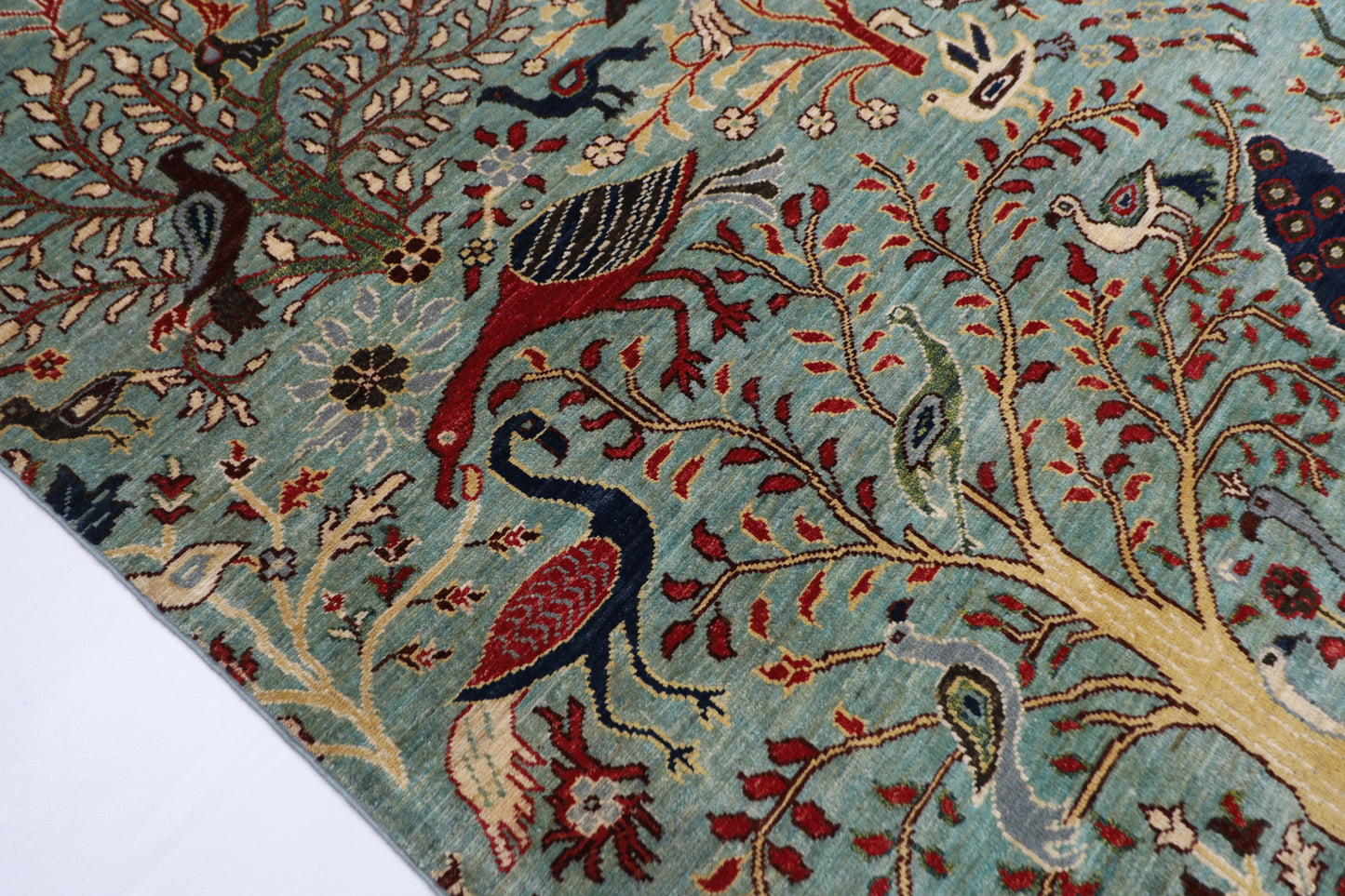 247 x 306 cm | Oriental Birds Belushi Gray Area Rug Afghan Hand Knotted Veg Dye Wool carpet