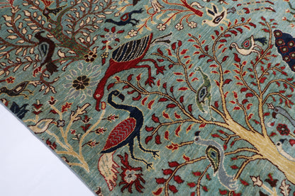 247 x 306 cm | Oriental Birds Belushi Gray Area Rug Afghan Hand Knotted Veg Dye Wool carpet