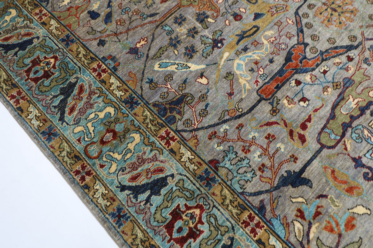 245 x 298 cm | Grey Area Rug Afghan Hand Knotted Veg Dye Wool carpet