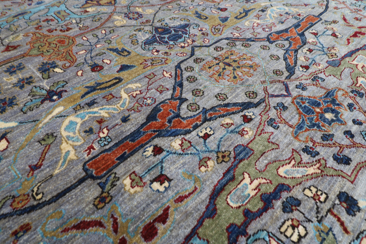 245 x 298 cm | Grey Area Rug Afghan Hand Knotted Veg Dye Wool carpet