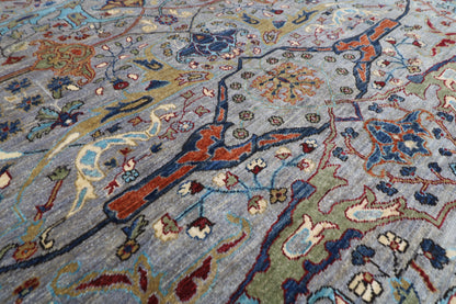 245 x 298 cm | Grey Area Rug Afghan Hand Knotted Veg Dye Wool carpet
