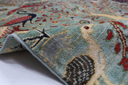 247 x 306 cm | Oriental Birds Belushi Gray Area Rug Afghan Hand Knotted Veg Dye Wool carpet
