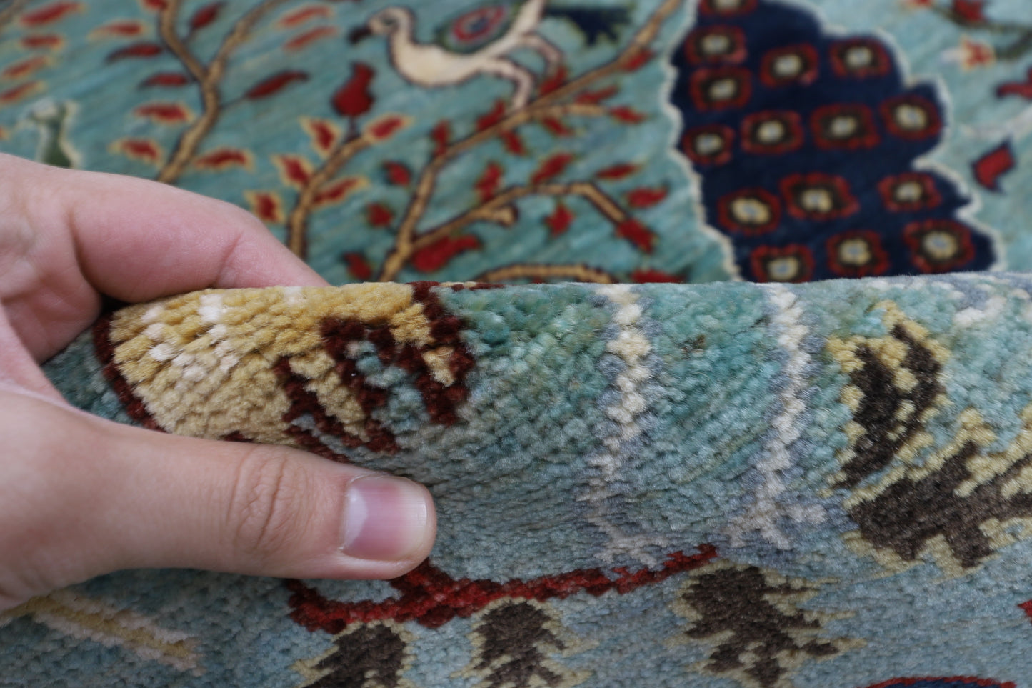 247 x 306 cm | Oriental Birds Belushi Gray Area Rug Afghan Hand Knotted Veg Dye Wool carpet