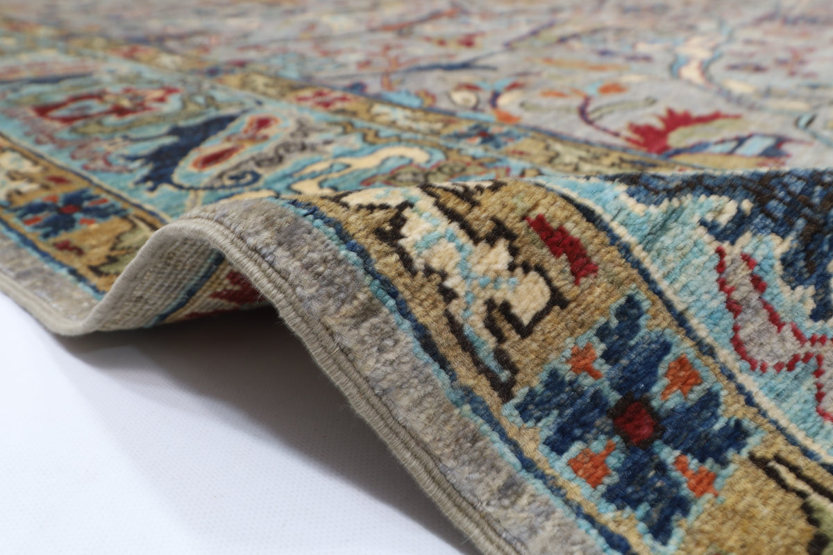 245 x 298 cm | Grey Area Rug Afghan Hand Knotted Veg Dye Wool carpet