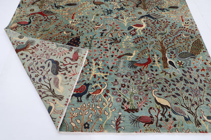 247 x 306 cm | Oriental Birds Belushi Gray Area Rug Afghan Hand Knotted Veg Dye Wool carpet