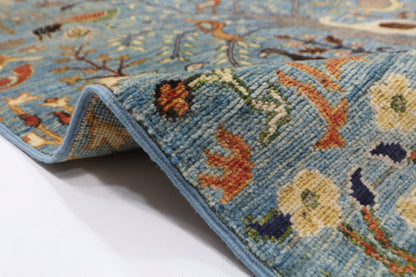 269 x 372 cm | Birds Blue Area Rug Afghan Hand Knotted Veg Dye Wool carpet