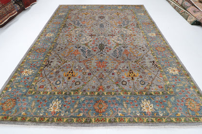 275 x 359 cm | Grey Area Rug Afghan Hand Knotted Veg Dye Wool carpet