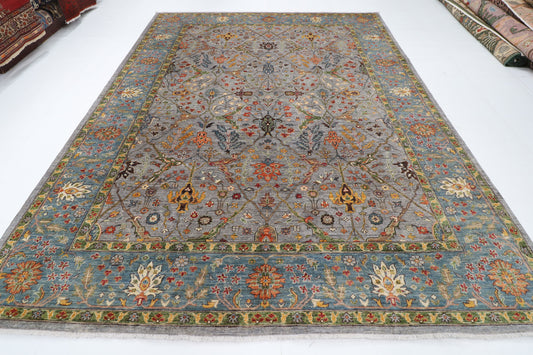 275 x 359 cm | Grey Area Rug Afghan Hand Knotted Veg Dye Wool carpet