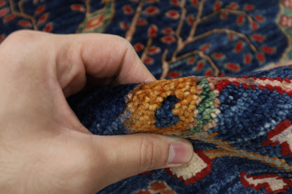 80 x 280 cm | Birds Navy Afghan Tribal Hand Knotted Natural Veg Dye Wool Runner