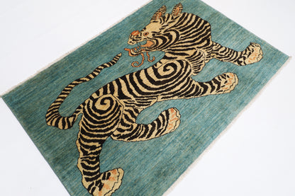 149 x 101 cm | Tibetan Tiger Afghan Hand Knotted Carpet