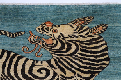 149 x 101 cm | Tibetan Tiger Afghan Hand Knotted Carpet