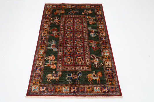 101 x 152 cm | Pazyryk Afghan Tribal Hand Knotted Natural Veg Dye Wool Carpet