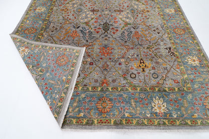 275 x 359 cm | Grey Area Rug Afghan Hand Knotted Veg Dye Wool carpet