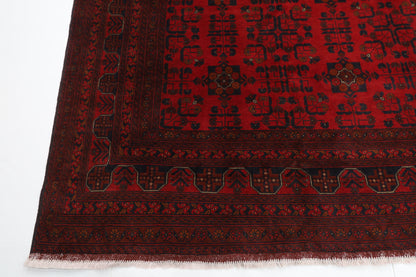 297 x 406 cm | Oriental Geometric Red Area Rug Afghan Hand Knotted Wool carpet