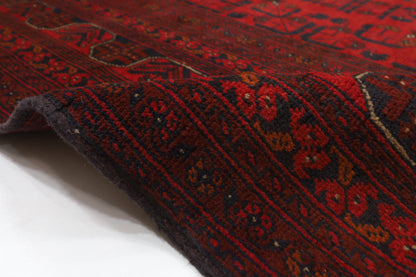 297 x 406 cm | Oriental Geometric Red Area Rug Afghan Hand Knotted Wool carpet