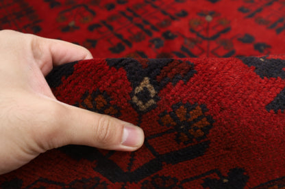 297 x 406 cm | Oriental Geometric Red Area Rug Afghan Hand Knotted Wool carpet