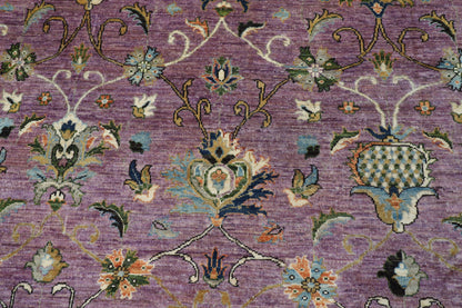 250 x 302 cm | Purple Floral Area Rug Afghan Hand Knotted Veg Dye Wool carpet