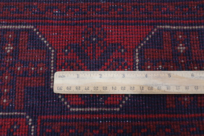 297 x 406 cm | Oriental Geometric Red Area Rug Afghan Hand Knotted Wool carpet
