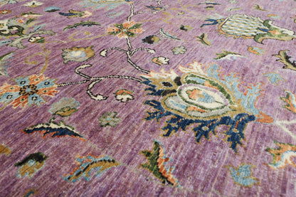 250 x 302 cm | Purple Floral Area Rug Afghan Hand Knotted Veg Dye Wool carpet